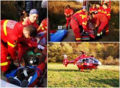 Bărbat căzut de la 10 metri înălţime la Sibiu, după ce braţul macaralei în care se afla s-a rupt
