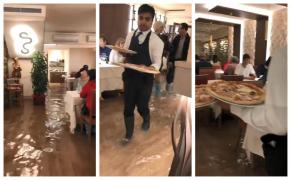 Apă de jumătate de metru în restaurantele din Veneţia, turiştii sunt total neimpresionaţi (Video)