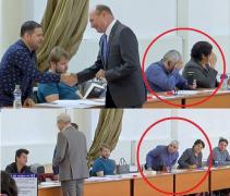 Liviu Dragnea şi Traian Băsescu în momentul refuzului