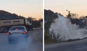 Accident spectaculos la Bocsa, Caras-Severin. Un vitezoman a plonjat cu masina intr-un canal