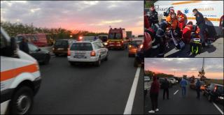 Accident mortal în Băicoi. Trei maşini s-au făcut praf pe DN1, traficul este complet blocat pe sensul de mers către Ploiești