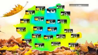 Prognoza meteo pentru luni, 12 noiembrie 2018