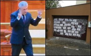 Protestatarii au lipit mesaje obscene pe gardul casei lui Florin Iordache