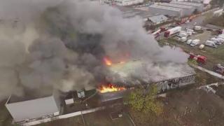 Incendiul din Buftea văzut din dronă