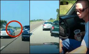 Un șofer beat este încercuit de trei mașini și forțat să oprească