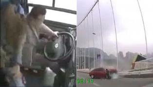 Şoferul se bătea cu o pasageră şi autobuzul a căzut de pe pod