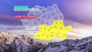 Prognoza meteo pentru miercuri, 28 noiembrie 2018