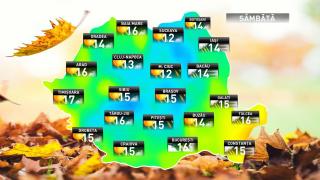 Prognoza meteo pentru sâmbătă, 10 noiembrie 2018