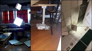 Două eleve au fost atinse ușor de panourile căzute