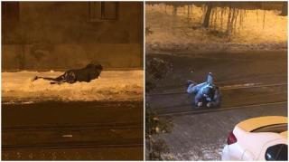 Fenomenul "Zombie" la Arad. Un tânăr stă în genunchi şi agonizează în mijlocul străzii, îngrozind şoferii (Video)