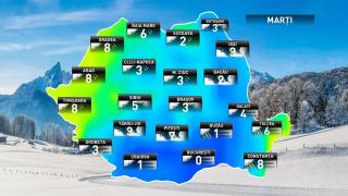 Prognoza meteo pentru marţi, 4 decembrie 2018