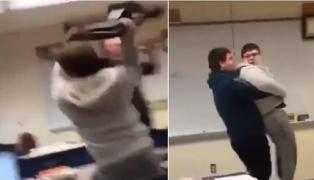 Un elev o ia razna la şcoală şi începe să arunce cu monitoare şi calculatoare (Video)