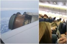 Teroare la bordul unui Boeing 777. Pasagerii privesc înmărmuriţi cum unul dintre motoare se dezintegrează în timpul zborului (Video)