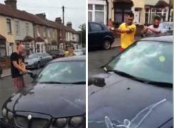 Mai mulţi români din Londra au distrus o maşină cu un flex şi cu bâte de baseball pentru că şoferul a parcat pe locul lor (Video)