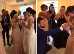 Cerere în căsătorie la nuntă. Momentul emoţionant în care domnişoara de onoare are parte de surpriza vieţii (Video)