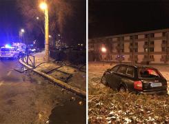 Accident în Mamaia. Un tânăr de 19 ani, rupt de beat, a distrus un sens giratoriu și un gard (Foto)