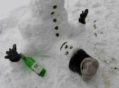 Mai multi tineri s-au îmbătat și au făcut un om de zăpadă. Rezultatul...