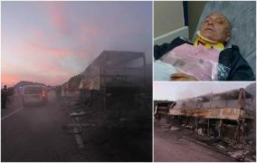 Tragedie în nordul Turciei! 13 oameni, între care şi copii, au ars de vii după ce un autobuz de pasageri a lovit un camion și a luat foc (Video)