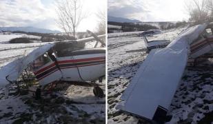 Un avion a ratat decolarea de pe aerodromul Măgura-Cisnădie și s-a făcut praf