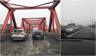 Un singur pod din Buzău a paralizat tot oraşul. În loc să-l repare, autorităţile au pus un indicator (Video)