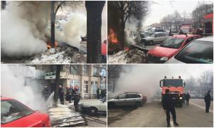 Un chioşc stradal din Piteşti a sărit în aer. Vânzătoarea, aruncată în stradă de suflul exploziei