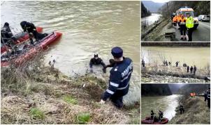 Părinţii fetei scoase din râul Olt şi-au împins cu ultimele puteri fetiţa din maşina care plonjase în apă. Scafandrii îi caută (Video)