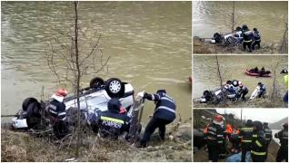 Corpurile părinţilor fetei salvate din râul Olt au fost scoase din Loganul scufundat. Cu un ultim efort, şi-au împins fiica afară din maşină