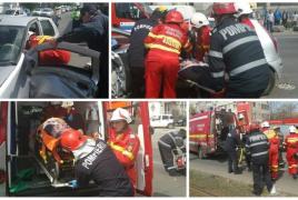 Accident teribil. O şoferiţă garvidă nu a dat prioritate la tramvai, în Arad