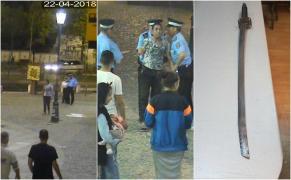 Scene de groază în Centrul Vechi. Înarmat cu o sabie o căuta pe fosta soacră