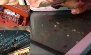 Imaginile groazei în piețe din București și din țară, înainte de Paște. Inspectorii ANPC au găsit muște moarte lângă carnea de miel și ustensile ruginite în Piața Sudului și Obor