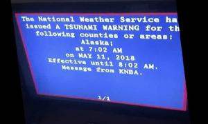 Alerta falsă de tsunami difuzată de televiziunile din Alaska