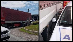 Un poliţist de la rutieră a fost lovit de un camion într-un sens giratoriu, aproape de vama Borş