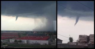 Tornadă în formare, surprinsă în România. Fenomenul meteo extrem de rar a fost filmat în sudul Timişoarei. "Apariţie neaşteptată peste oraş!"