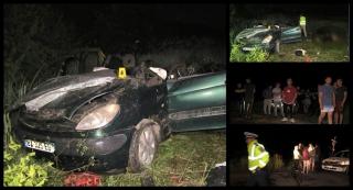 Patru morţi şi doi răniţi, între care un copil de 8 ani, într-un accident cumplit la Uivar, în Timiş  Maşina a plonjat zeci de metri după ce s-a izbit de calea ferată