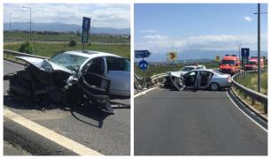 Accident incredibil la ieşire din Sibiu, pe A1, provocat de un şofer care s-a hotărât în ultima secundă pe unde s-o ia