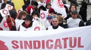 Protest al angajaţilor Spitalului Judeţean Galaţi, faţă de scăderea veniturilor