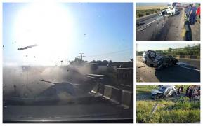 Video șocant! Impactul devastator dintre două mașini pe DN1, la Beclean, surprins live de o cameră de bord