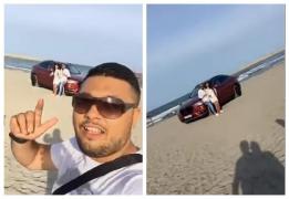 Manelistul care s-a filmat cu mașina pe plaja Modern, pentru un videoclip, s-a ales cu o amendă usturătoare (Video)