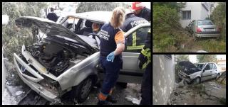 Accident îngrozitor la Constanţa. Rupt de beat, a intrat cu Dacia într-un bloc! Şoferul a rămas încarcerat (Imagini dramatice)