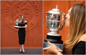 Apariție strălucitoare a Simonei Halep la prezentarea trofeului de la Roland Garros. Românca a sărutat din nou Cupa Suzanne Lenglen
