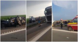 Impact violent între trei mașini și un TIR pe Autostrada Soarelui. Cinci oameni sunt răniți, dintre care doi grav. Traficul spre litoral e blocat