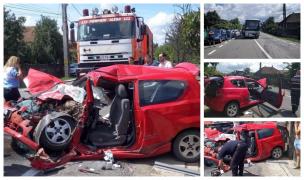Accident mortal pe DN1. O maşină în care se aflau şi doi copii, spulberată de un autocar. Tatăl lor e mort, mama în stare gravă
