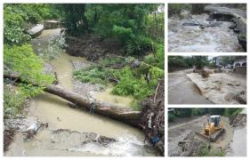 Un bărbat a murit la Vâlcea, fiind luat de viitură cu tot cu pod, de lângă casă