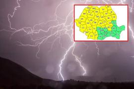 Cod galben de fenomene meteo extreme în aproape toată ţara. Furtuni, ploi şi grindină până mâine, la ora 23.00
