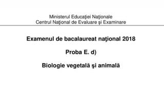 Model de subiecte la Biologie la Bacalaureat 2018