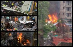 Un biciclist a murit, după ce un avion s-a prăbuşit peste el, pe un şantier din Mumbai, în India (video)