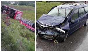 Mașină de pompieri, implicată într-un grav accident în timpul unei misiuni de salvare