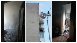 Incendiu violent într-un bloc din Arad! Zeci de oameni au fost evacuați. Un bărbat a fost găsit mort în baia locuinței