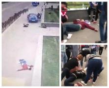 Momentul şocant în care trei studenţi au fost spulberaţi pe trotuar de o maşină