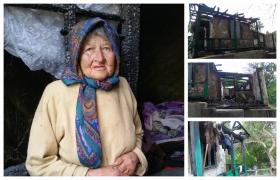 Nepăsare totală. O bătrână din Neamţ încă locuieşte printre ruinele casei sale, distruse de incendiu (Video)